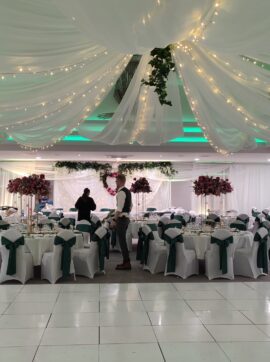Fairy Lights with wedding ceiling draping